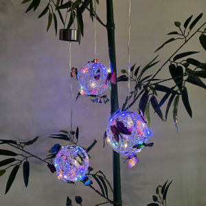 Butterfly Led Solar Light Outdoor Garden Decoration Light Butterflies Ball Wind Chimes Lighting Hanging Lamp Light Pelita RAYA Lampu 2023 New Design
