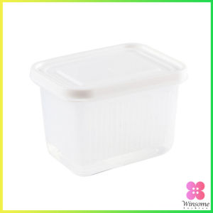 Winsome กล่องเหลี่ยม "เล็ก" มีช่องระบายน้ำ สองชั้นกล่องเก็บของสด Double drain box