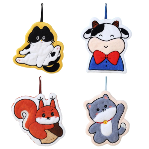 Phim hoạt hình động vật đáng yêu khăn treo vải nhung san hô thấm Vải dày khăn tay để sử dụng nhà bếp và phòng tắm