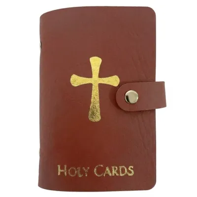 DAWEIF 40 Slots Prayer Card Holder PU Leather Compact Holy Card Booklet Versatile Snap Closure Card Collection Case Church Devotional
