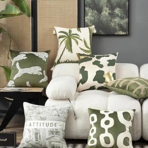 Green Light Luxury Cushion Cover 45*45 Patchwork Embroidered Pillowcase Simplicity Living Room Bedroom Decorative Pillow Covers2026