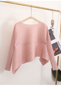 (HÀNG SẴN - ẢNH THẬT) Áo thun lò xo tay dài cổ tròn Áo nhúng vạt xéo cách điệu freesize co giãn nhiều