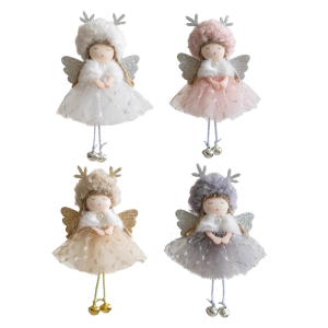 Festival Plush Deer Antler Angel Girl Ornament Decorative Holiday Piece For Christmas Celebration And Family Gatherings