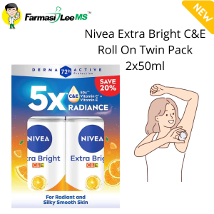 Nivea Extra Bright C&E Roll On Twin Pack 2x50ml (Exp 01/2028)