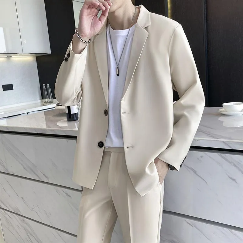 Men s long sleeved suit korean style loose casual Business fashion Blazer Lazada