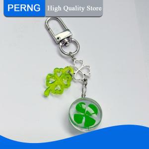 [PERNG] Tehe 1 Piece Lucky Four-Leaf Clover Pendant Cellphone Lanyard Keychain Woman Girl Bag Camera Decoration Phone Strap Charm Chain