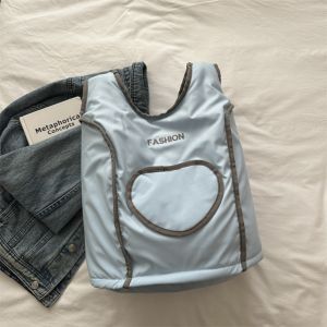 MOIRA งานปักตัวอักษร กระเป๋าเป้รักแบบเสื้อกั๊ก ไนลอน สีพื้น กระเป๋าสะพายไหล่ น่ารัก แบบเกาหลี กระเป๋านักเรียน กลางแจ้ง