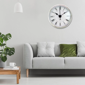2.8Inch/70mm Quartz Clock Fit-Up Insert Fixed with Rubber Ring Can Be Directly Embedded in the Clock Base Silver Trim