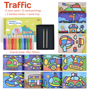 [SG Stock]Sand Art Painting Drawing Art Cards Model Set Cartoon DIY Creative Early Education Toys Gifts For children Kids