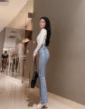 Quần jean nữ lưng cao ỐNG LOE  LAI BẢN TO siêu hot trend mẫu mới  21. 