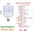 [HCM]Bóng đèn LED 5w ánh sáng vàng hoặc trắng. 