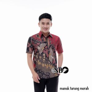 Couple Batik Sarimbit Hem & Blouse Kancing Manuk Tarung Katun Adem Nyaman Seragam Kantoran