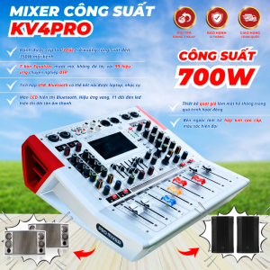 MIXER CÔNG SUẤT KV4 PRO 2 KÊNH - ÂM THANH CHUYÊN NGHIỆP TÍCH HỢP 4 ĐƯỜNG LINE ● Dàn karaoke gia đình hoặc chuyên nghiệp. ● Các sự kiện nhỏ như hội thảo họp mặt. ● Biểu diễn sân khấu nhỏ và vừa.