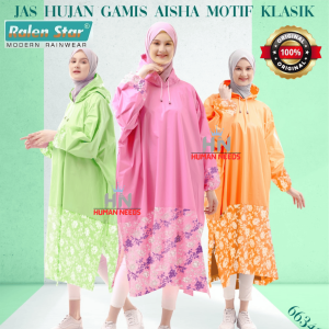 Jas Hujan Gamis Aisha Ralen Star 66340 Mantel Ujan Terusan Wanita Mantol Muslimah Raincoat Hijabers