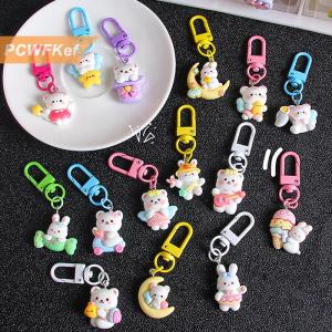 【PCWFKef】 Dễ thương động vật nhỏ Keychain đáng yêu Thỏ Gấu Keyring cho phụ nữ cô gái túi Tai nghe trường hợp treo trang trí quyến rũ Mặt dây chuyền vài món quà