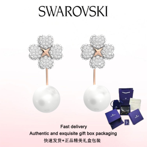 ♈Swarovski♈ Stylish Womens Jewelry The New Flower White Rose gold-tone plated Latisha earring jackets Valentines Day gifts birthday gifts Free genuine gift box