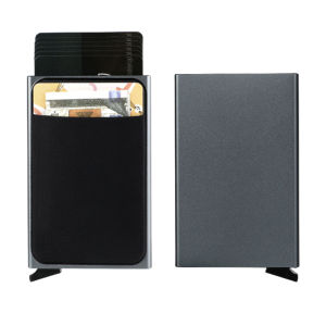 Slim Aluminum Smart Wallet With Elasticity Back Pouch ID Credit Card Holder Mini RFID Wallet Automatic Pop up Bank Card Coin Case