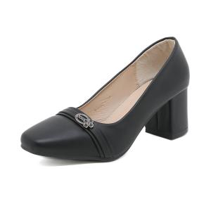 2inch Chunky Style Slip on Office/School Block Leather Heels