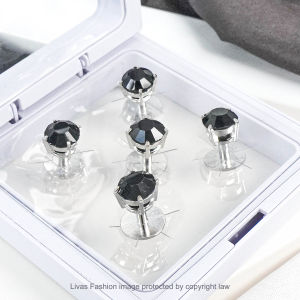 Livas Butang Baju Melayu Diamond Round Zircon 8MM Diamond Set 5 Pcs Button Baju Melayu Raya Baju Nikah Kurta Exclusive With Box