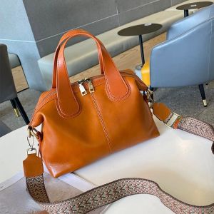 Royal Bagger Top-Handle Bags for Women Genuine Cow Leather Fashion Retro Tote Bag Large Capacity Shoulder Crossbody Handbag 3028