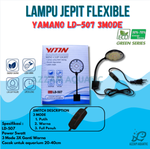 KANDILA MINI CLIP MC 5 Lampu Aquarium LED Jepit Flexible Bulat 3 Mode 3X Ganti Warna