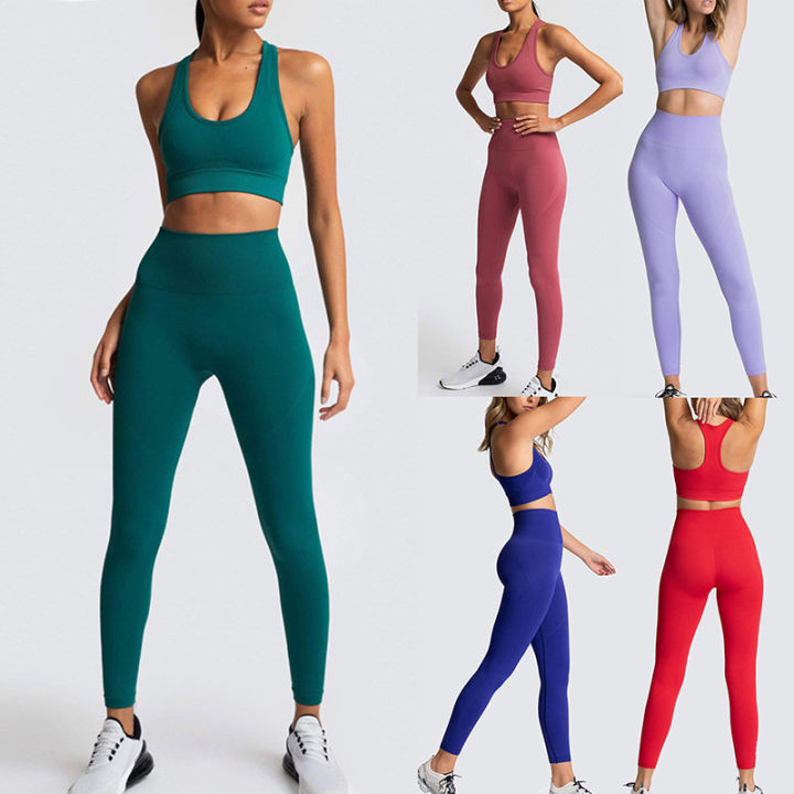 Cyprus Women Hiking Active Wear Seamless Yoga Outfit Exercise Gym Running  Pair Terno Slim Tight Leggings Zumba Suit Sportswear