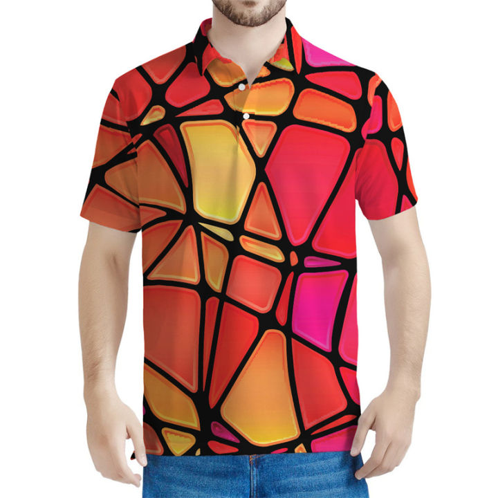 Men's gradient 3D printed polo T-shirt
