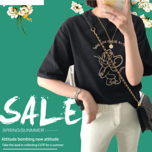 QXshop ไอต้าวน่ารัก เสื้อคอกลมพิมพ์ลายการ์ตูนสไตล์วินเทจ แมทซ์กับอะไรก็ดูดีย์ เป๊ะขนาดนี้ ซื้อเลยแม่