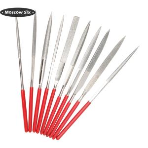 [Moscow Six] ♬ มอสโกหก 10pcs 140mm Diamond MINI ไฟล์แบบเข็มชุดเครื่องมือใช้ถนัดมือสำหรับงานฝีมือเซรามิก