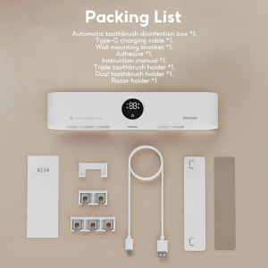 MeeGoo Toothbrush and Shaver Holder UV All-weather automatic timed disinfection Sterilizer  Air Dry Fan  Smart Sensor Switch Wall Mount Rechargeable