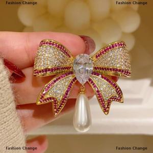 [COD] Fashion Change Temperament Rhinestone Bowknot Brooches For Women Girls Fashion Delicate Corsage Elegant Suit Pins Clothing Accessories Gifts