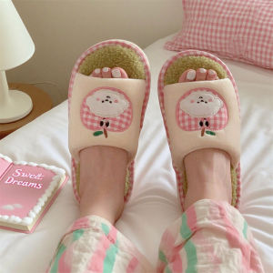 XIXITIAO Indoor casual cotton slippers ins Plush Home Shoes Autumn Winter Student Fun Apple Puppy Womens Bedroom Warm Cotton Slippers