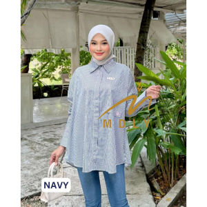 Baju kemeja atasan wanita motif garis-garis Zein Stripes Shirt