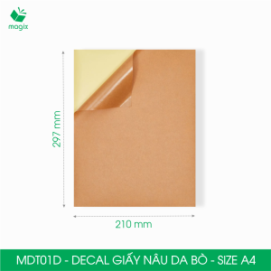 MDT01D - 50 tờ giấy decal nâu da bò giấy in đơn hàng tem nhãn dán sticker tự dính - Nhiều size