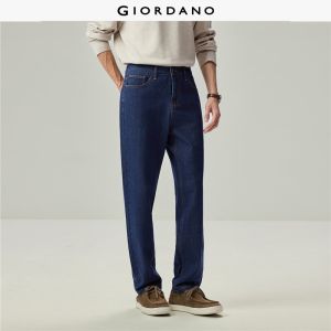 Giordano Beau Monde Men Topstitch five-pocket mid rise jeans Free Shipping 13116711