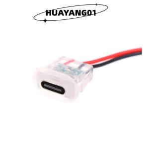 HUAYANG01 [2023 new HOT FASHION] 2pin USB Type C Input Type Charging Socket With LED Lights Plate Waterproof USB-C Power Port TYPE-C Female Connector Jack