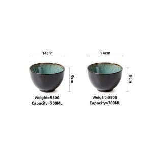 OMK Green Kiln Glaze Ceramics 5 inch bowl 700ML