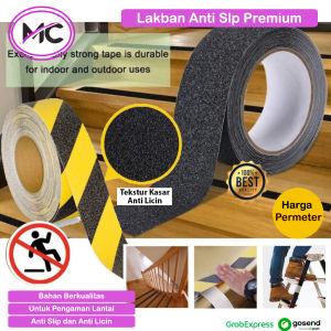 Lakban Sticker Anti Slip Lantai Tangga Stiker Tape Safety Grip Stiker Solatip Silica Lantai Kamar Mandi Premium