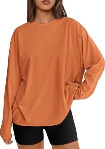 Fashion Queen Womens Oversized Long Sleeve  T  Shirt  2025  Basic Round Neck  T  T-shirt Autumn Top Casual Workout  Y2K  Clothing