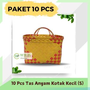 PAKET MURAH 10 PCS Tas Anyam Plastik Kotak Kecil (S) Untuk Souvenir Bingkisan Berkat Hampers Wedding