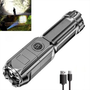 strong light zoom flashlight Outdoor multi-function portable household lighting small flashlight