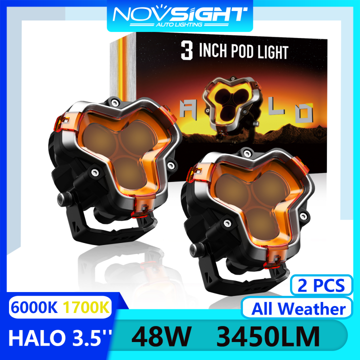 Novsight All Weather HALO Series 3.5 Inch LED Pods with DRL Lights Off ...