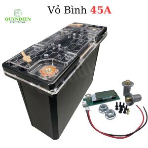 Vỏ Bình Pin 12V 45Ah 12 Cell Pin 33140 32140 Nhựa ABS LED Báo Dung Lượng Chống Nước 2 Tay Nắm - Linh Kiện Quỳnh Diễn