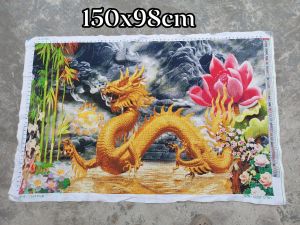 THÊU SẴN Tranh thêu chữ thập rồng cuộn HT2104 150*98cm thêu kín