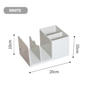 Locaupin White Desktop Organizer Shelf Vanity Drawer Multifunctional Storage Office Pen Book Holder Cosmetic Brush Box