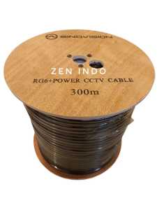 SINOVISION Kabel Coaxial CCTV RG6+Power HITAM Outdoor Premium Series 100M 300M