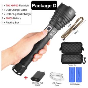 1000m LED Flashlight rechargeable waterproof heavy duty XHP50 XHP90 Zoomable Headlight flashlight Camping equipment