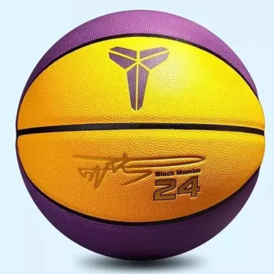 No.24 Gold-Black Bola Basketball Anti-Drust Size 6/7 Original PU Wear-Resistant Non-Slip Indoor Outdoor Kobe Bola Basketball for Kids Youth Adult