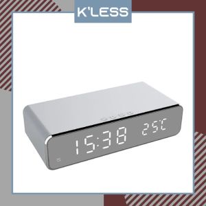 Jam Meja Digital Alarm Clock Wireless Phone Charger for Android IOS