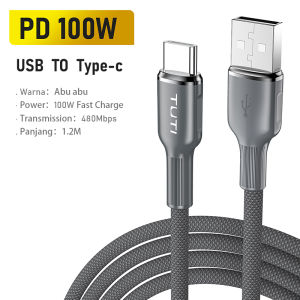 Kabel Data Fast Charging 27W TUTI Tahan Lama Type C ke Lightning/Type C/Micro USB - Abu Tua